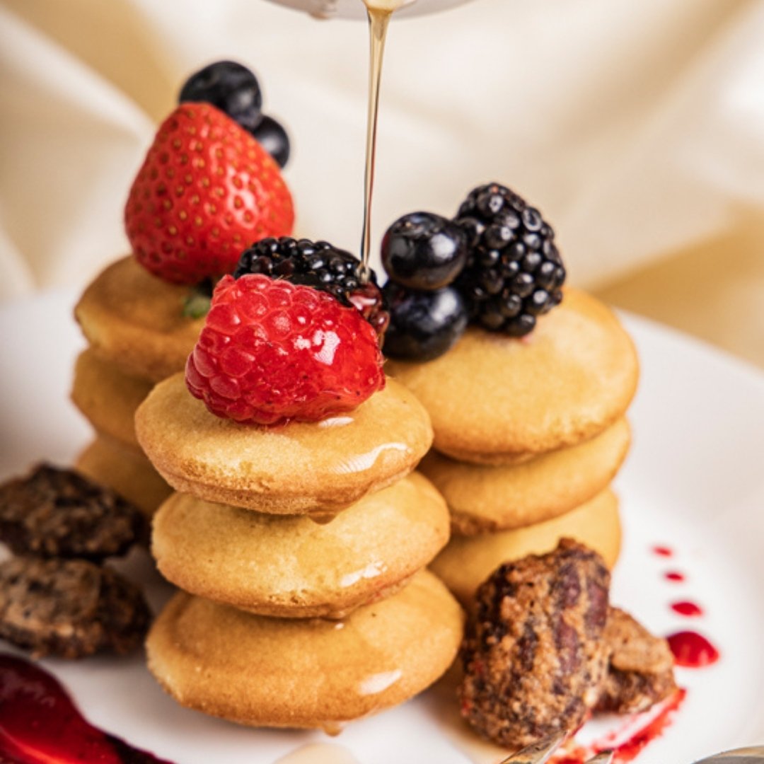 Keto Mini Maple Dutch Pancakes with Berries hOLa Keto Desserts UAE
