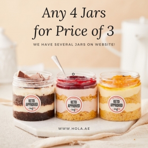 Hola Dubai Keto Desserts Offer Get Any 4 Sponge Cake Cheesecake Jars for Price of 3 Jars