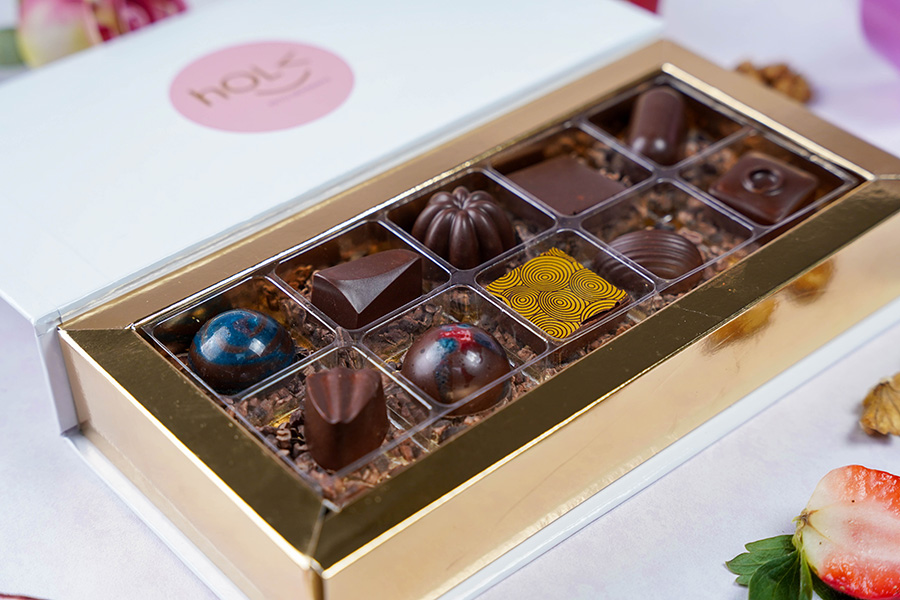 Chocolates Assorted Box of 10 Pcs Christmas and New Year 2023 Sweets by hOLa Keto Desserts Dubai Abu Dhabi Sharjah Al Ain Fujairah Ajman UAE