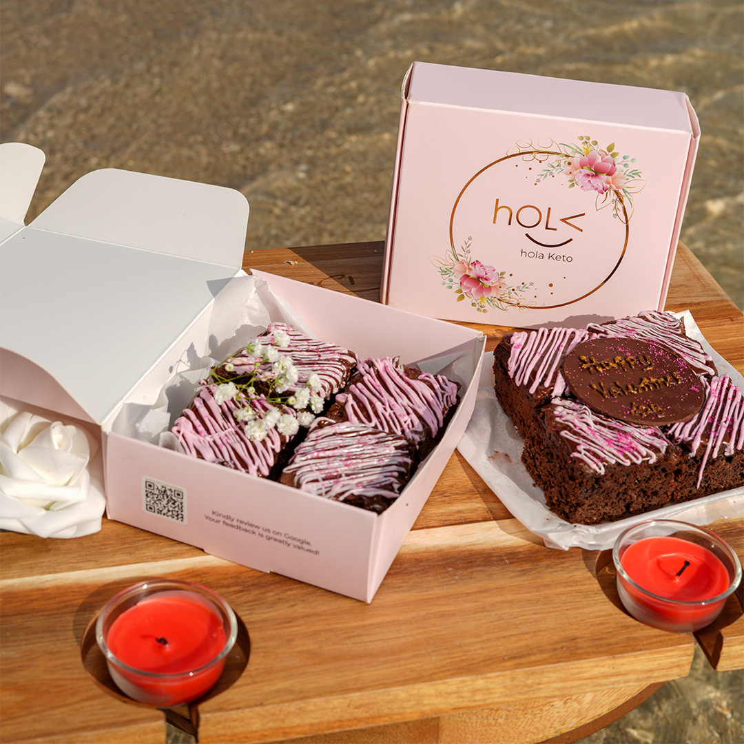 Adorable Valentine's Day Brownie Box designed with a Valentine's theme HOLA Dubai Abu Dhabi Sharjah Ajman Al Ain Fujairah Ras Al Khaimah UAE